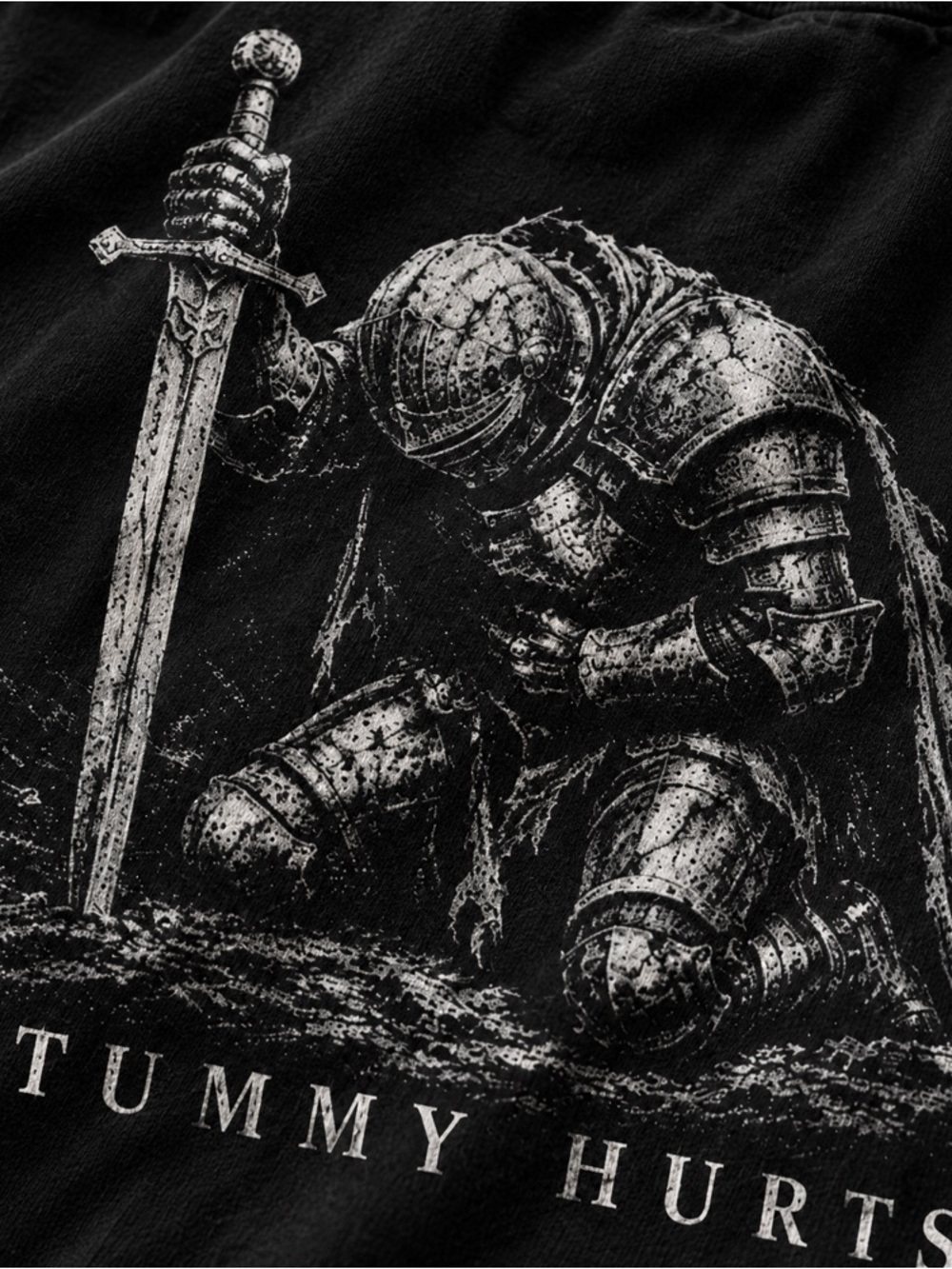 Tummy Hurts With Knight Black Graphic T-Shirt - Picture 3 of 3